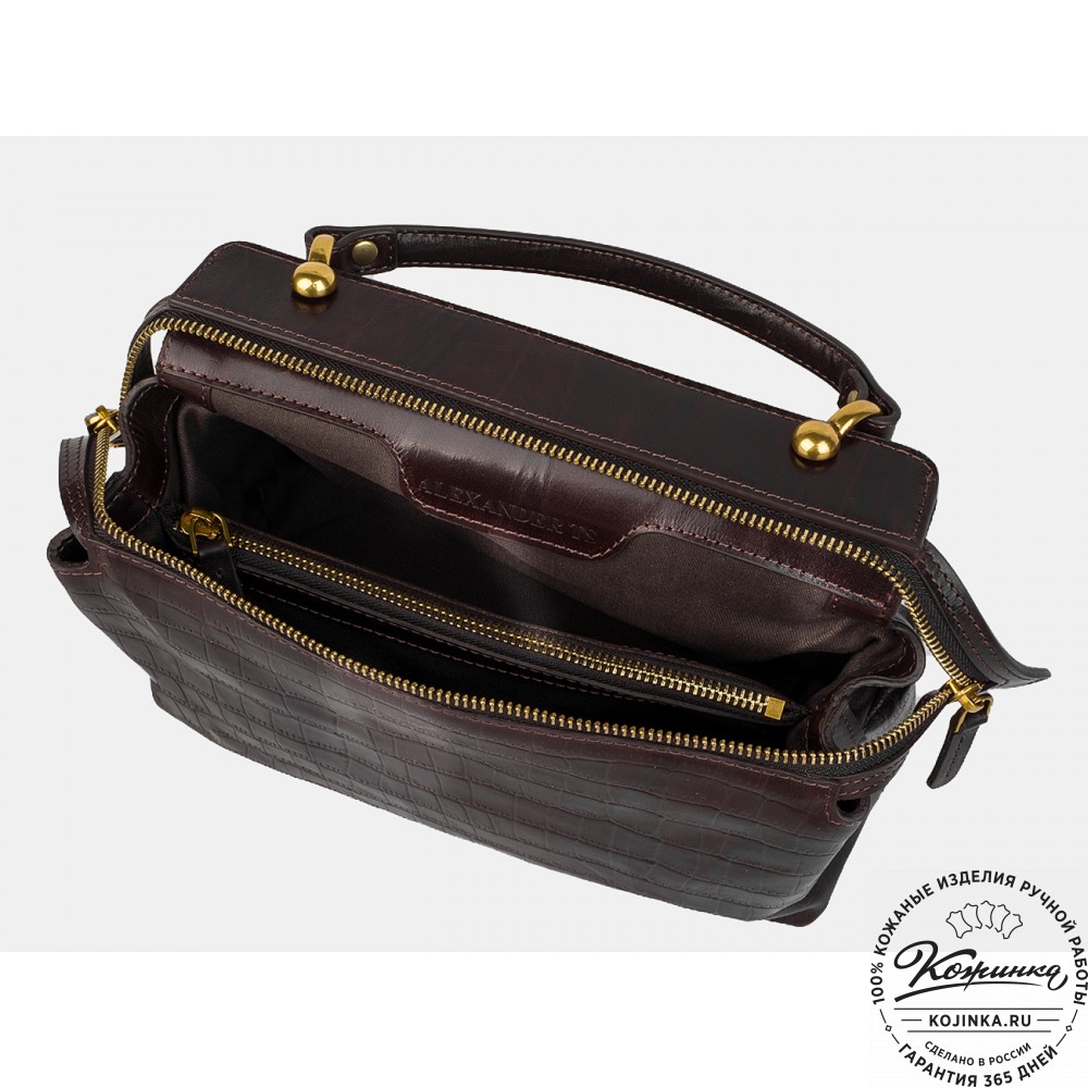 Женская кожаная сумка "Орнелла" (коричневый кроко)